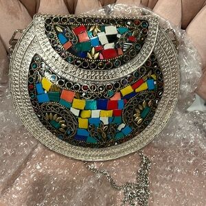 RAMLA handcrafted metal mosaic bag‎ with chain strap